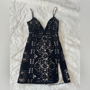 SAYLOR x Free People Black Lace Mini Cami Dress